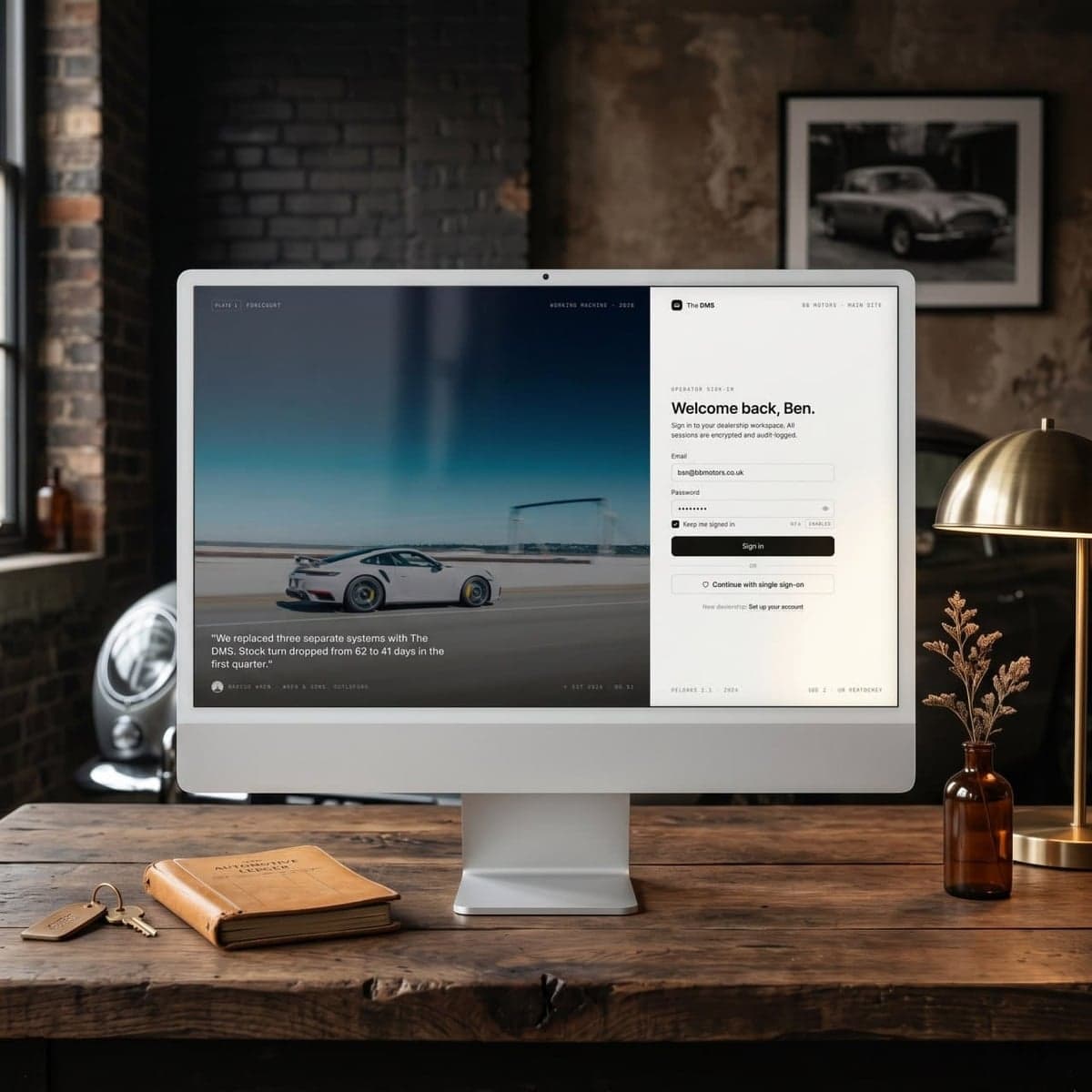 Dealer Engine dealership workspace on iMac